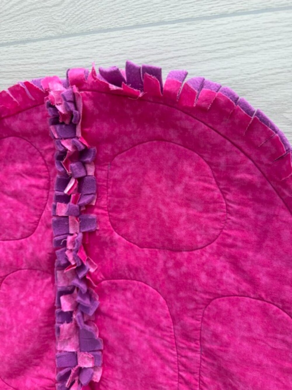 Homemade Small Pink & Purple Turtle Rag Quilt - Picture 4 of 8